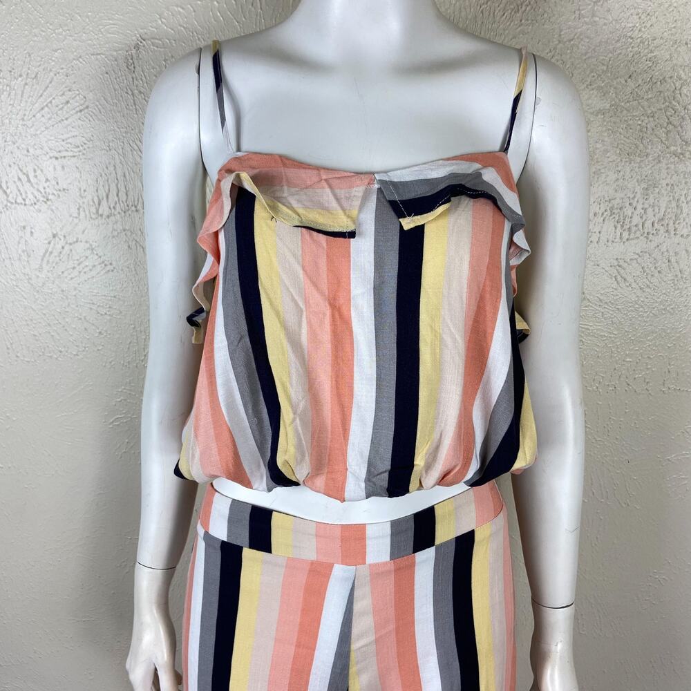 Saltwater Luxe Striped 2 Piece Jumpsuit Size S Cropped Pants and Top‎ Set Coral